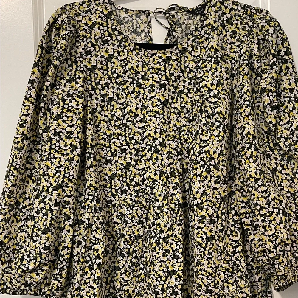 EUC! Rails Yellow and Black Ditsy Floral Dress, Size Large - Picture 5 of 6